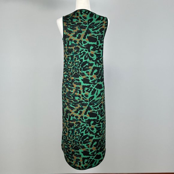 Chicos Womens Green Leopard Animal Print High Low Hem Dress size 0 2 - Picture 9 of 15
